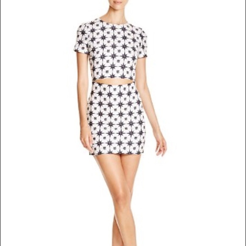 Bec & Bridge • Star Print Cutout Dress Size 6 Navy & Black